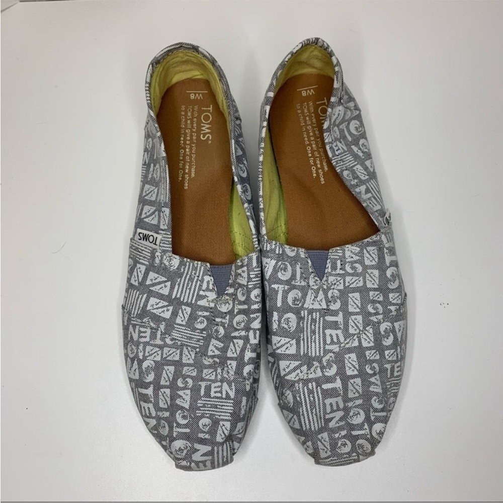 Toms grey and white shoes